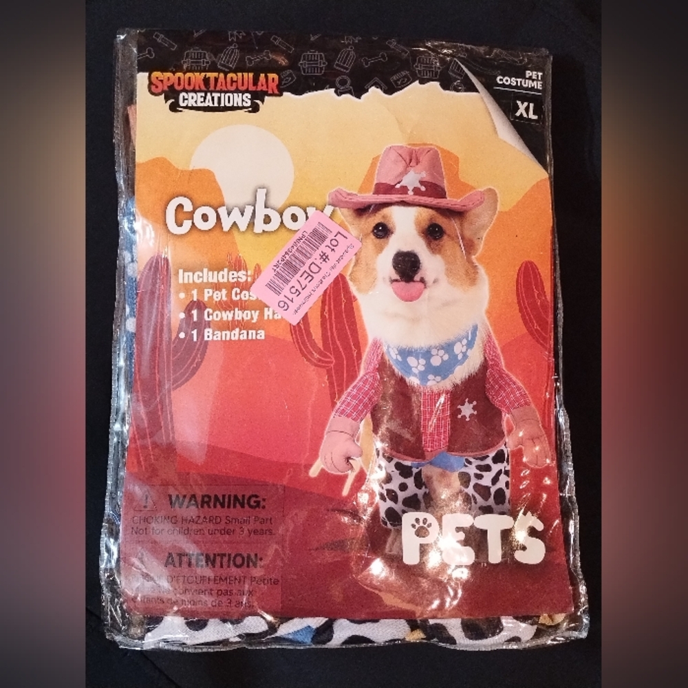 NIP cowboy dog costume size XL